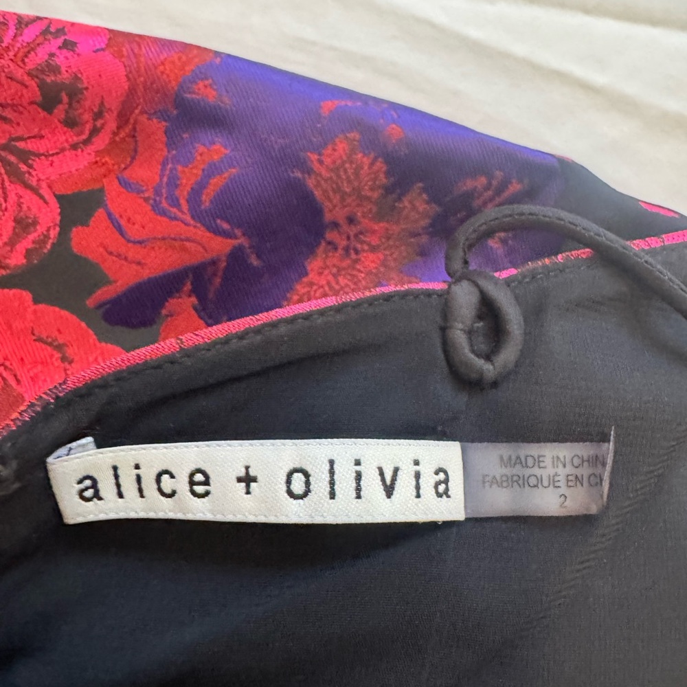 Alice + Olivia Vibrant Pink and Red Floral Mini Dress - Picture 4 of 5